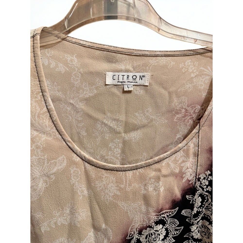 Citron Santa Monica Short‎ Sleeve Flattering Printed Shift  Dress pockets Large - Picture 3 of 5